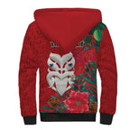 Maori Wheku Meri Kirihimete Personalised Sherpa Hoodie All Red Indigenous Maori Motif - Aussie Hoodie