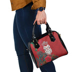 Maori Wheku Meri Kirihimete Personalised Shoulder Handbag All Red Indigenous Maori Motif - Aussie Hoodie