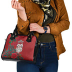 Maori Wheku Meri Kirihimete Personalised Shoulder Handbag All Red Indigenous Maori Motif - Aussie Hoodie