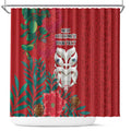 Maori Wheku Meri Kirihimete Personalised Shower Curtain All Red Indigenous Maori Motif - Aussie Hoodie