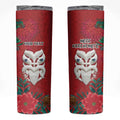 Maori Wheku Meri Kirihimete Personalised Skinny Tumbler All Red Indigenous Maori Motif - Aussie Hoodie