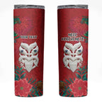 Maori Wheku Meri Kirihimete Personalised Skinny Tumbler All Red Indigenous Maori Motif - Aussie Hoodie