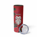 Maori Wheku Meri Kirihimete Personalised Skinny Tumbler All Red Indigenous Maori Motif - Aussie Hoodie