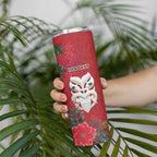 Maori Wheku Meri Kirihimete Personalised Skinny Tumbler All Red Indigenous Maori Motif - Aussie Hoodie