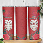 Maori Wheku Meri Kirihimete Personalised Skinny Tumbler All Red Indigenous Maori Motif - Aussie Hoodie