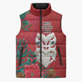 Maori Wheku Meri Kirihimete Personalised Sleeveless Puffer Jacket All Red Indigenous Maori Motif - Aussie Hoodie