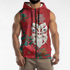 Maori Wheku Meri Kirihimete Personalised Sleeveless Zip Hoodie All Red Indigenous Maori Motif LT9