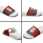 Maori Wheku Meri Kirihimete Personalised Slide Sandals All Red Indigenous Maori Motif - Aussie Hoodie