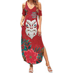 Maori Wheku Meri Kirihimete Personalised Summer Maxi Dress All Red Indigenous Maori Motif - Aussie Hoodie