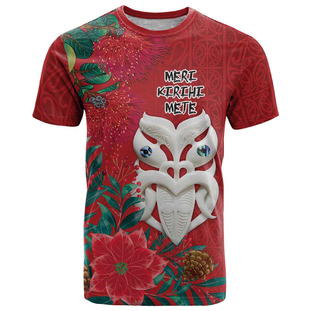 Maori Wheku Meri Kirihimete Personalised T Shirt All Red Indigenous Maori Motif - Aussie Hoodie