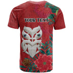 Maori Wheku Meri Kirihimete Personalised T Shirt All Red Indigenous Maori Motif - Aussie Hoodie