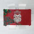 Maori Wheku Meri Kirihimete Personalised Tablecloth All Red Indigenous Maori Motif - Aussie Hoodie