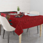 Maori Wheku Meri Kirihimete Personalised Tablecloth All Red Indigenous Maori Motif - Aussie Hoodie