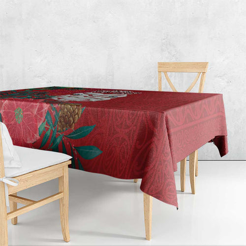Maori Wheku Meri Kirihimete Personalised Tablecloth All Red Indigenous Maori Motif - Aussie Hoodie