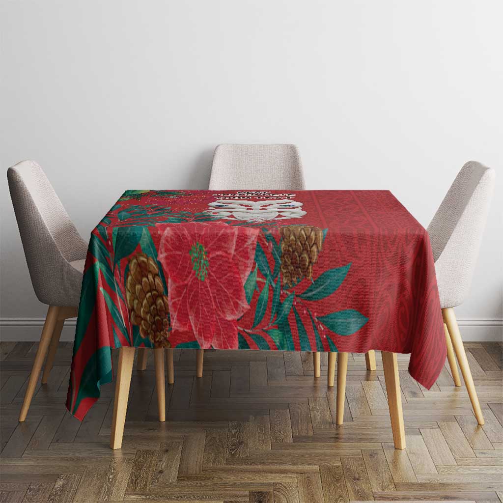 Maori Wheku Meri Kirihimete Personalised Tablecloth All Red Indigenous Maori Motif - Aussie Hoodie