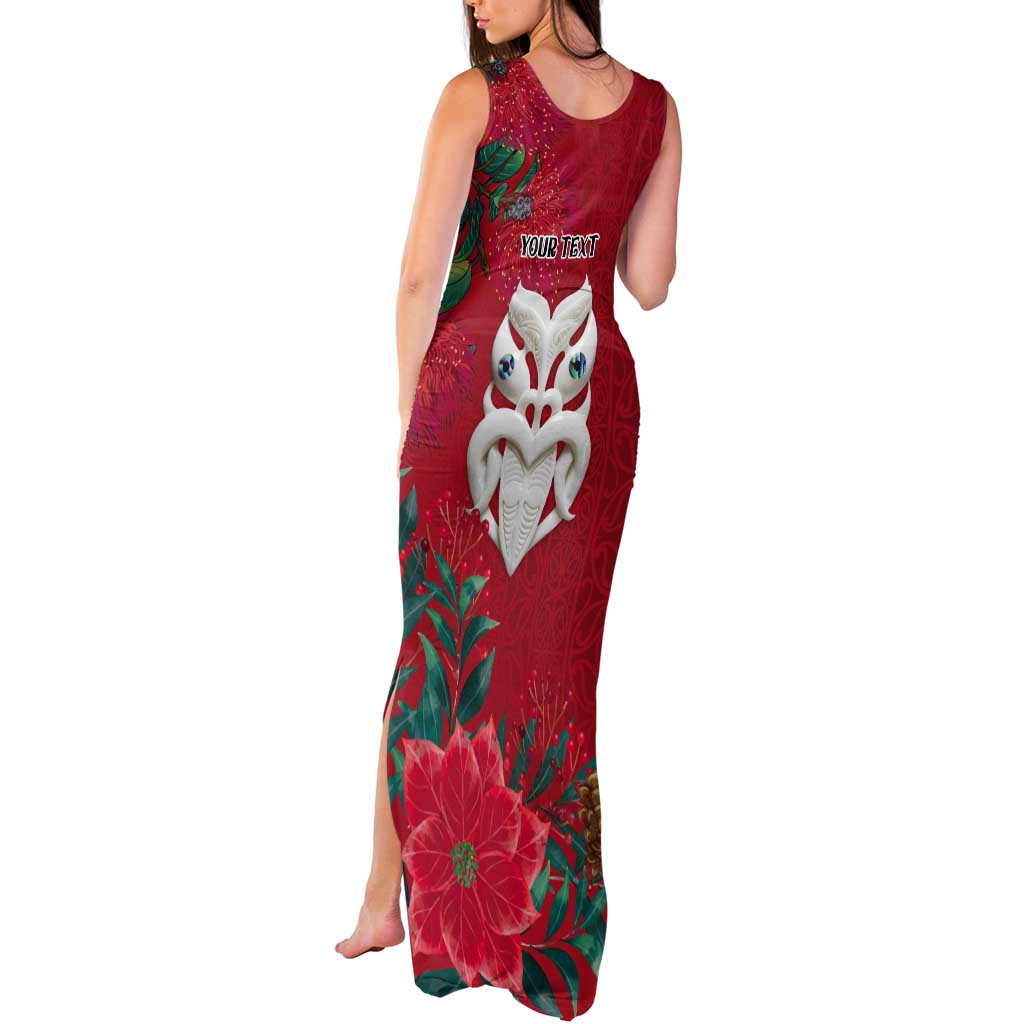 Maori Wheku Meri Kirihimete Personalised Tank Maxi Dress All Red Indigenous Maori Motif - Aussie Hoodie