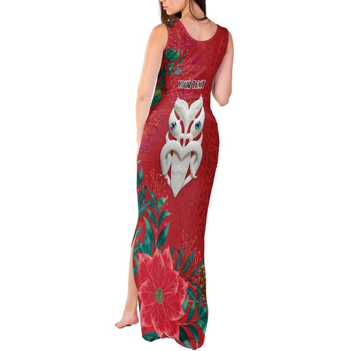 Maori Wheku Meri Kirihimete Personalised Tank Maxi Dress All Red Indigenous Maori Motif - Aussie Hoodie