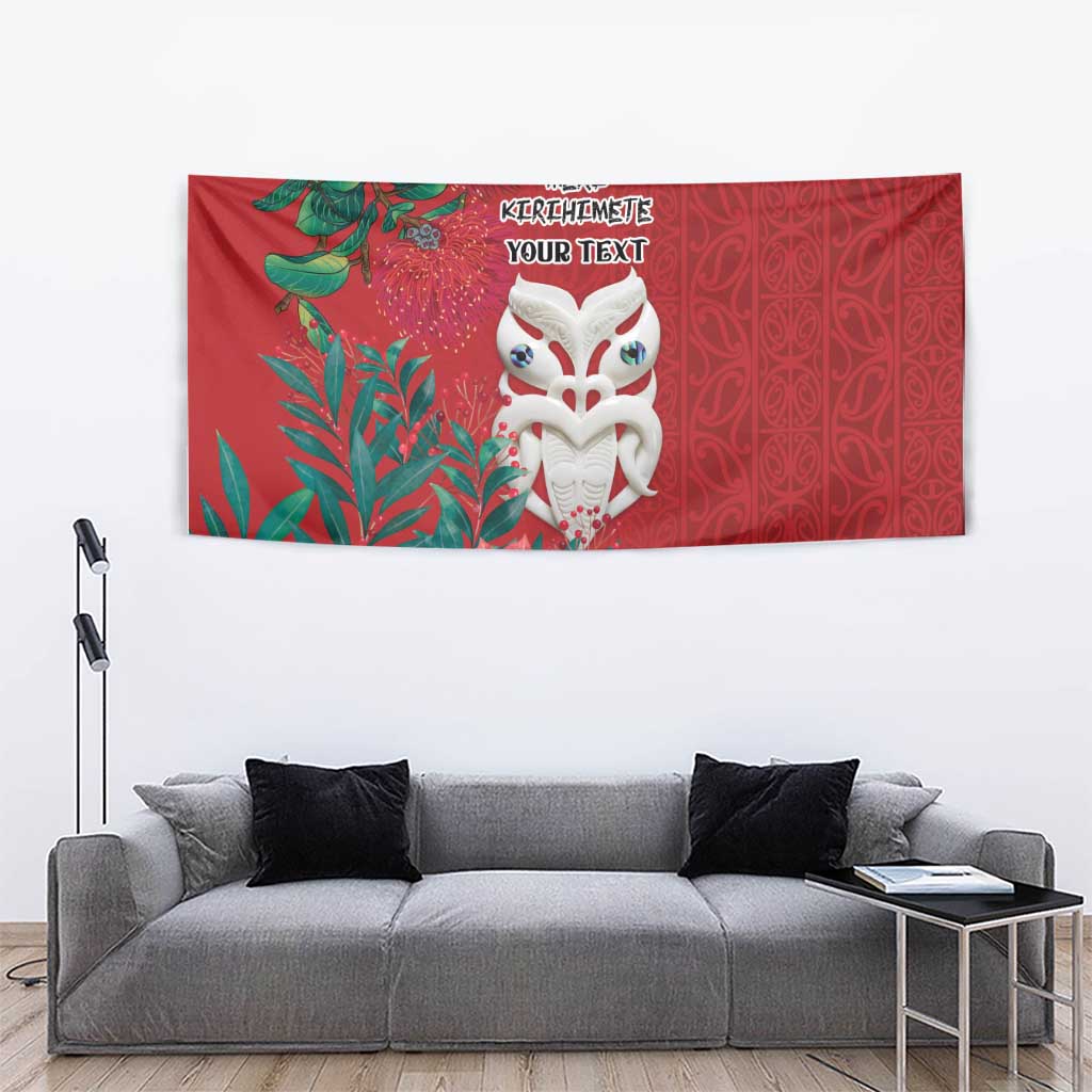 Maori Wheku Meri Kirihimete Personalised Tapestry All Red Indigenous Maori Motif - Aussie Hoodie