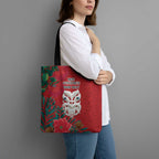 Maori Wheku Meri Kirihimete Personalised Tote Bag All Red Indigenous Maori Motif - Aussie Hoodie
