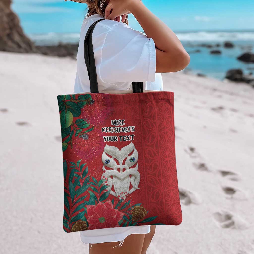 Maori Wheku Meri Kirihimete Personalised Tote Bag All Red Indigenous Maori Motif - Aussie Hoodie