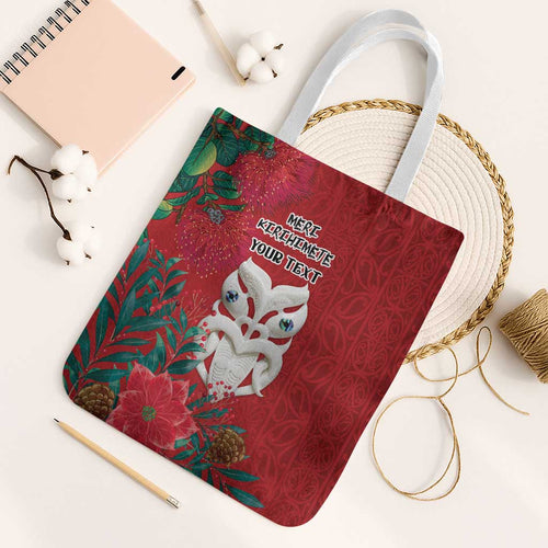 Maori Wheku Meri Kirihimete Personalised Tote Bag All Red Indigenous Maori Motif - Aussie Hoodie