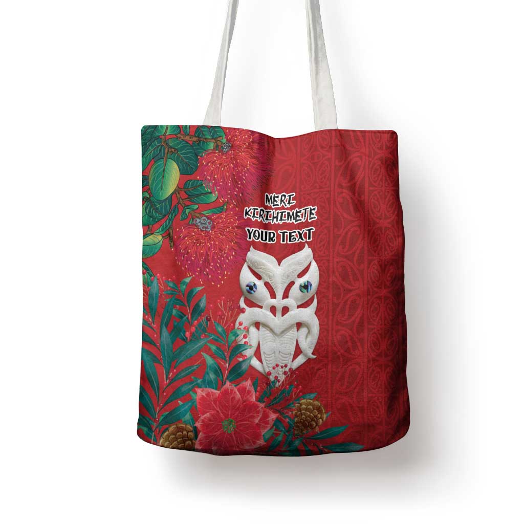 Maori Wheku Meri Kirihimete Personalised Tote Bag All Red Indigenous Maori Motif - Aussie Hoodie