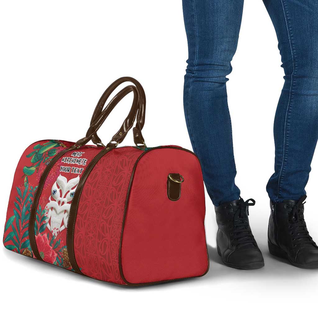 Maori Wheku Meri Kirihimete Personalised Travel Bag All Red Indigenous Maori Motif - Aussie Hoodie