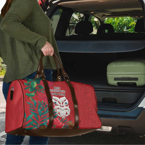 Maori Wheku Meri Kirihimete Personalised Travel Bag All Red Indigenous Maori Motif - Aussie Hoodie