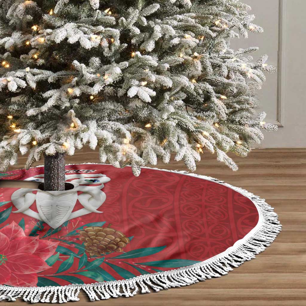 Maori Wheku Meri Kirihimete Personalised Tree Skirt All Red Indigenous Maori Motif - Aussie Hoodie