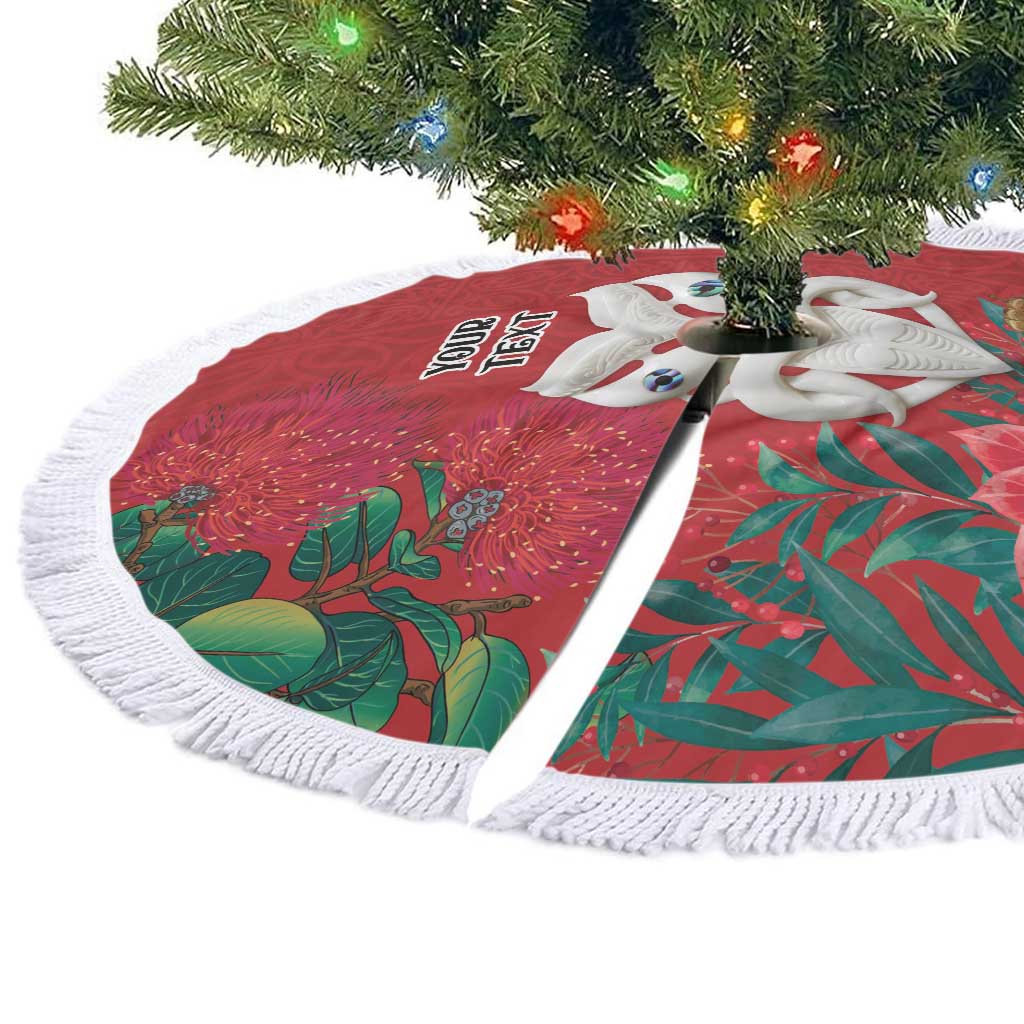 Maori Wheku Meri Kirihimete Personalised Tree Skirt All Red Indigenous Maori Motif - Aussie Hoodie