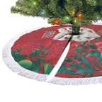 Maori Wheku Meri Kirihimete Personalised Tree Skirt All Red Indigenous Maori Motif - Aussie Hoodie
