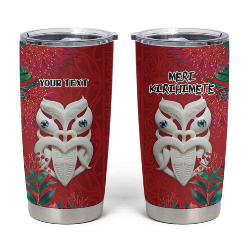 Maori Wheku Meri Kirihimete Personalised Tumbler Cup All Red Indigenous Maori Motif - Aussie Hoodie