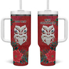 Maori Wheku Meri Kirihimete Personalised Tumbler With Handle All Red Indigenous Maori Motif - Aussie Hoodie