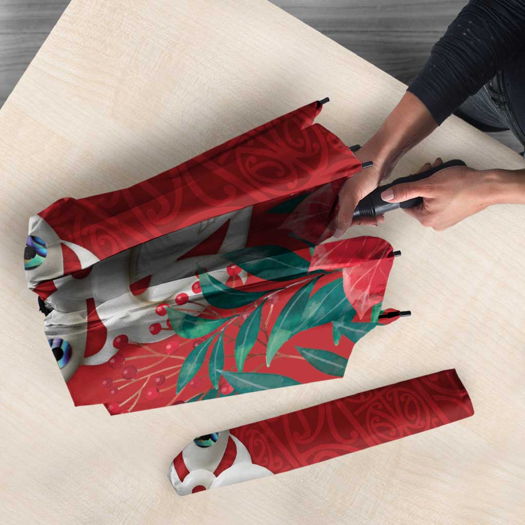 Maori Wheku Meri Kirihimete Personalised Umbrella All Red Indigenous Maori Motif - Aussie Hoodie