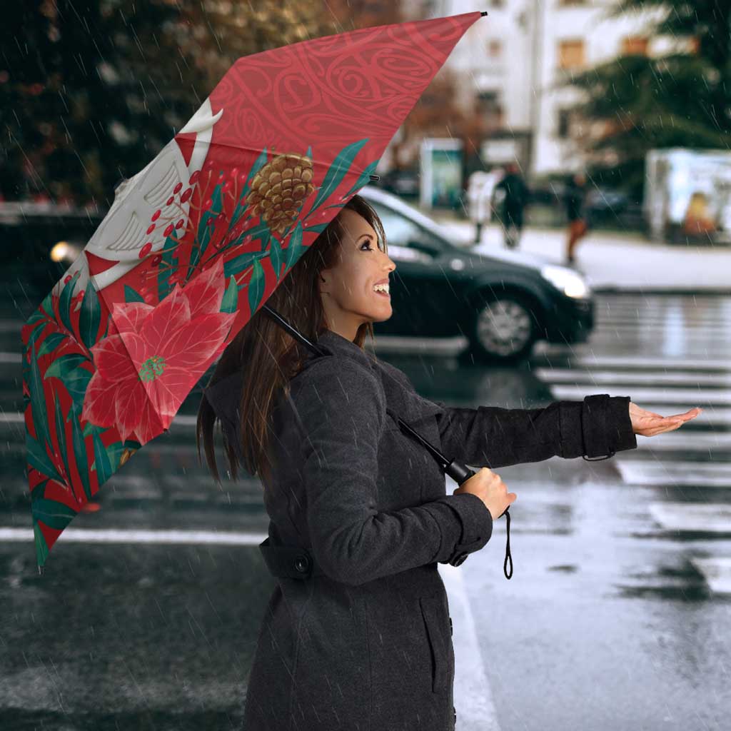 Maori Wheku Meri Kirihimete Personalised Umbrella All Red Indigenous Maori Motif - Aussie Hoodie