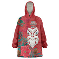 Maori Wheku Meri Kirihimete Personalised Wearable Blanket Hoodie All Red Indigenous Maori Motif - Aussie Hoodie