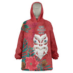 Maori Wheku Meri Kirihimete Personalised Wearable Blanket Hoodie All Red Indigenous Maori Motif - Aussie Hoodie