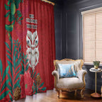 Maori Wheku Meri Kirihimete Personalised Window Curtain All Red Indigenous Maori Motif - Aussie Hoodie