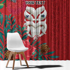 Maori Wheku Meri Kirihimete Personalised Window Curtain All Red Indigenous Maori Motif - Aussie Hoodie