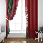 Maori Wheku Meri Kirihimete Personalised Window Curtain All Red Indigenous Maori Motif - Aussie Hoodie