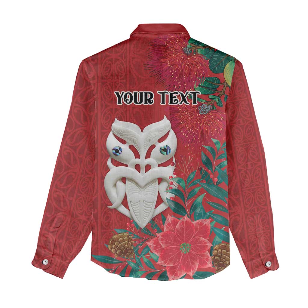 Maori Wheku Meri Kirihimete Personalised Women Casual Shirt All Red Indigenous Maori Motif - Aussie Hoodie