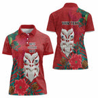 Maori Wheku Meri Kirihimete Personalised Women Polo Shirt All Red Indigenous Maori Motif - Aussie Hoodie