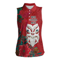 Maori Wheku Meri Kirihimete Personalised Women Sleeveless Polo Shirt All Red Indigenous Maori Motif - Aussie Hoodie