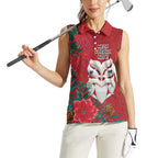 Maori Wheku Meri Kirihimete Personalised Women Sleeveless Polo Shirt All Red Indigenous Maori Motif - Aussie Hoodie