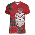 Maori Wheku Meri Kirihimete Personalised Women V-Neck T-Shirt All Red Indigenous Maori Motif - Aussie Hoodie
