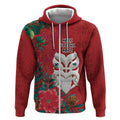 Maori Wheku Meri Kirihimete Personalised Zip Hoodie All Red Indigenous Maori Motif - Aussie Hoodie