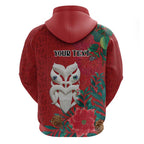 Maori Wheku Meri Kirihimete Personalised Zip Hoodie All Red Indigenous Maori Motif - Aussie Hoodie