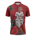 Maori Wheku Meri Kirihimete Personalised Zipper Polo Shirt All Red Indigenous Maori Motif - Aussie Hoodie