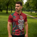 Maori Wheku Meri Kirihimete Personalised Zipper Polo Shirt All Red Indigenous Maori Motif - Aussie Hoodie