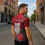Maori Wheku Meri Kirihimete Personalised Zipper Polo Shirt All Red Indigenous Maori Motif - Aussie Hoodie